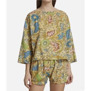 Suzie Kondi Saria Women's Cotton Boxy Printed Batik Top Size Small NWOT